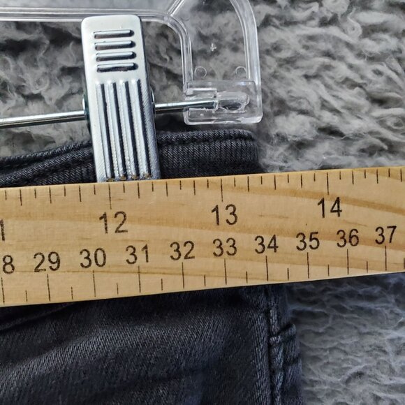 Risen Jeans Womens Size 27 Black High Rise Distressed Raw Hem Button Fly Stretch - Picture 7 of 12